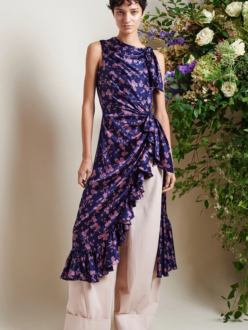 NWOT Cinq à Sept Nanon Knotted Silk Dress in Purple Size 4